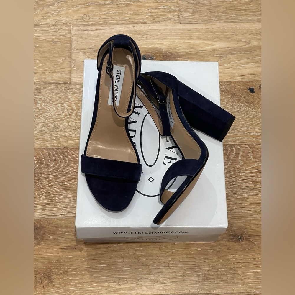Steve Madden Carrson Navy Suede Heels 8.5 New NIB